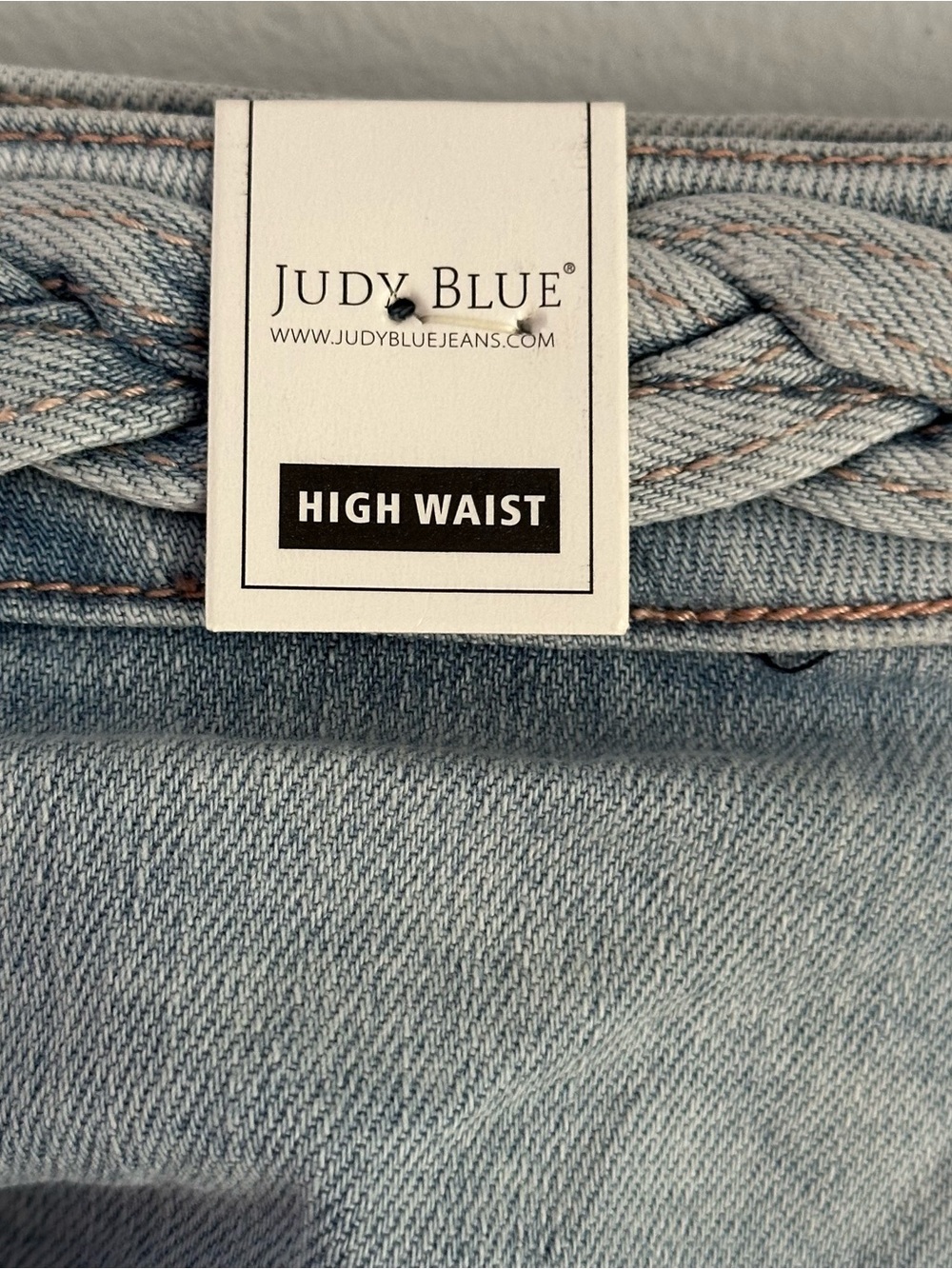 Judy Blue 22W NWT light wash flare denim jeans braided waistband - Picture 6 of 6